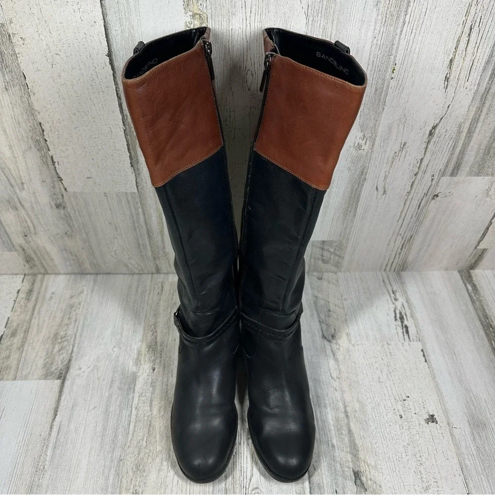 Bandolino Cavanna Black Brown‎ Leather Classic Riding Knee High Boots